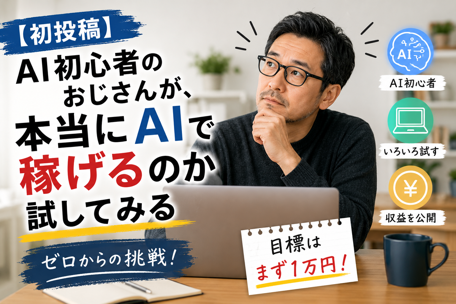 AI初心者のおじさんが、本当にAIで稼げるのか試してみる