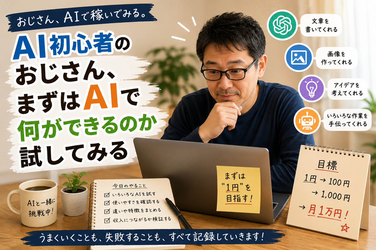 AI初心者のおじさん、まずはAIで何ができるのか試してみる