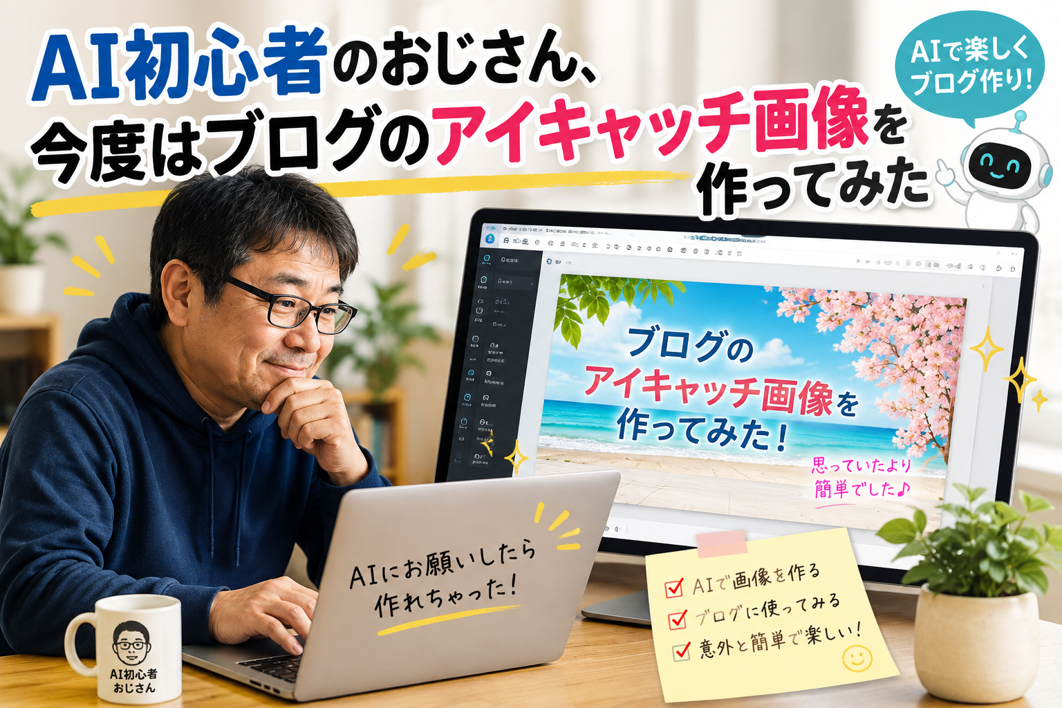 AI初心者のおじさん、今度はブログのアイキャッチ画像を作ってみた