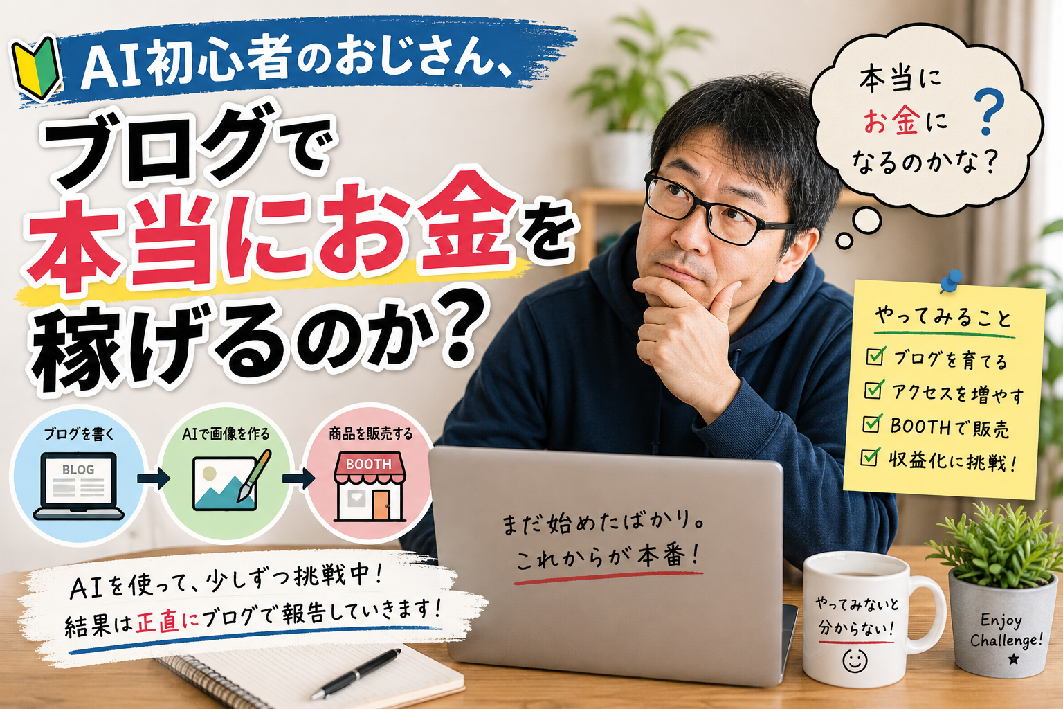 AI初心者のおじさん、ブログで本当にお金を稼げるのか?