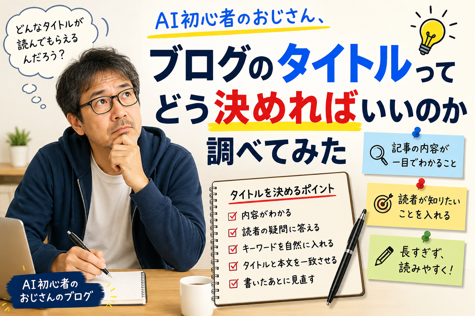 AI初心者のおじさん、ブログのタイトルってどう決めればいいのか調べてみた